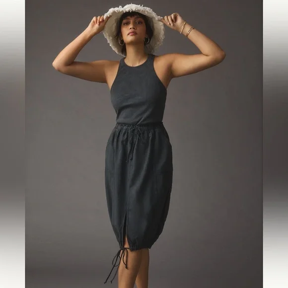 Daily Practice by Anthropologie Be Bold Racerback Twofer Dress in “Washed Black” - Picture 2 of 15